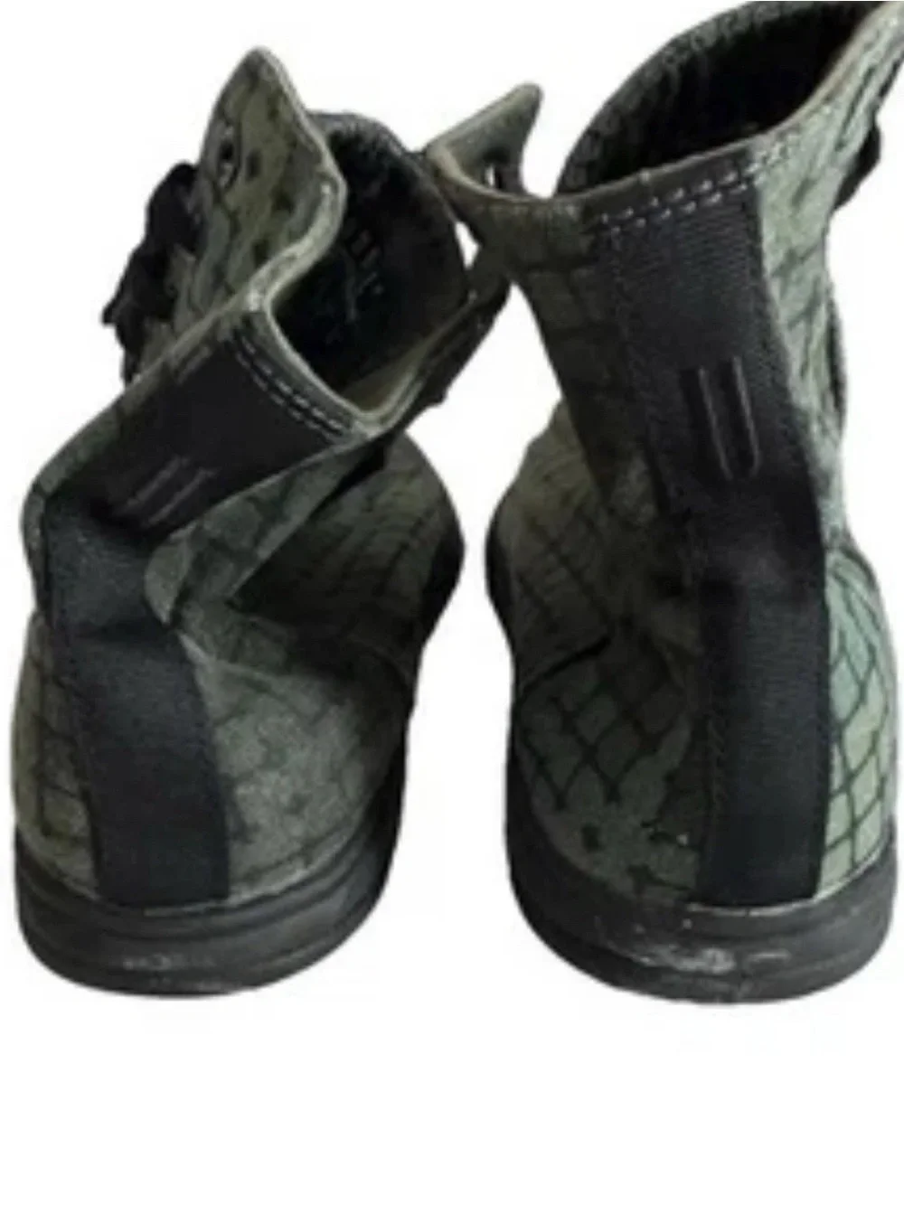 High Top CrossFit NOBULL Canvas Trainer Green Grid Pattern Gym Shoes Womens 8